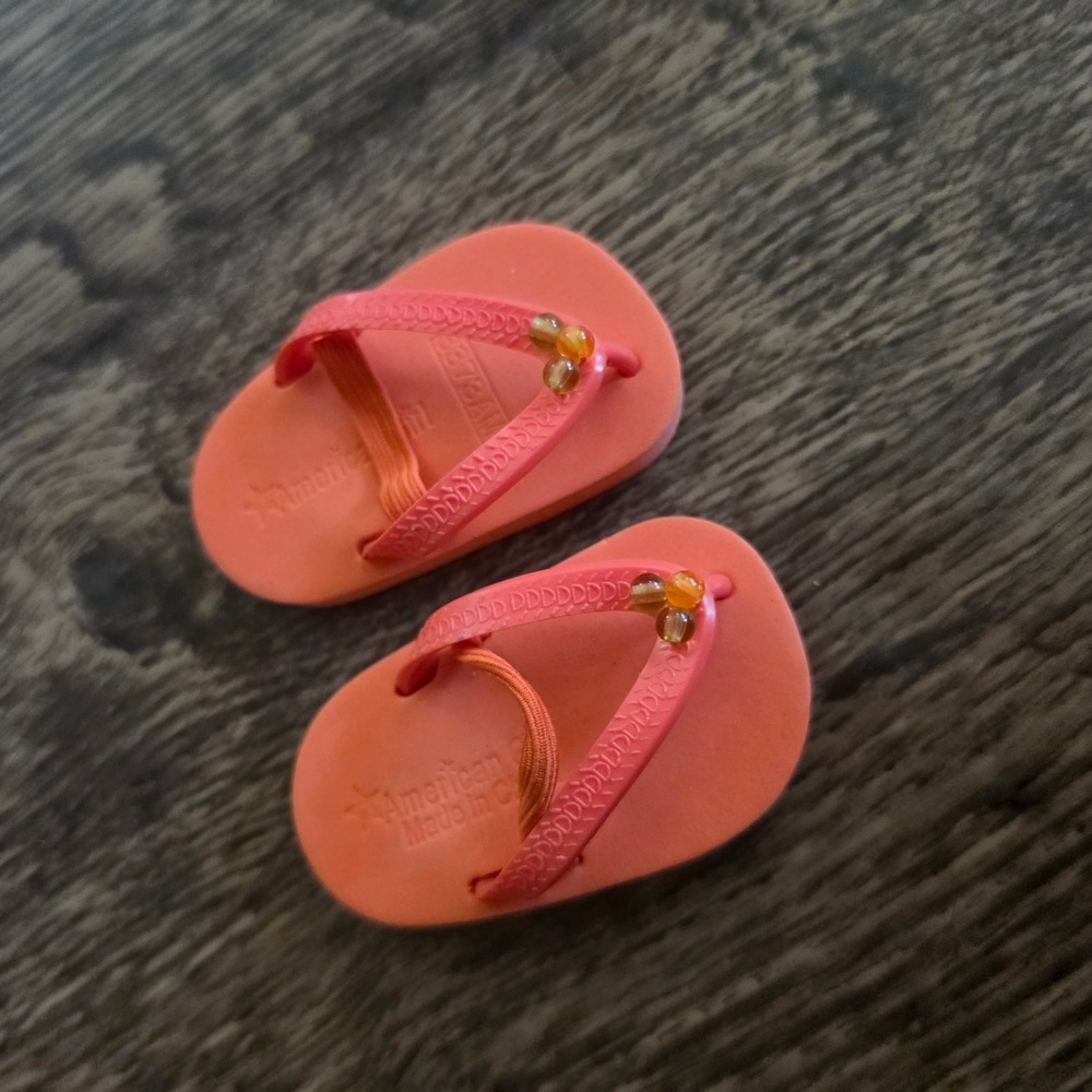 American Girl Flip Flops Doll 18 Inch Orange Coral Beaded Summer Sandals
